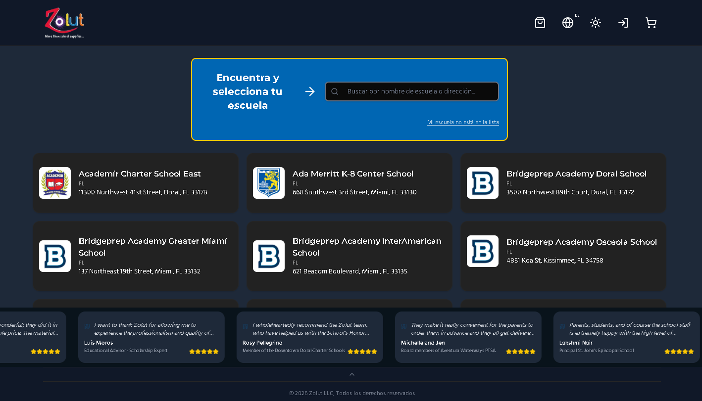 Zolut - E-commerce escolar